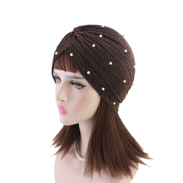 Full Star Pearl Lady Muslim Hijab Hat (kaffe)