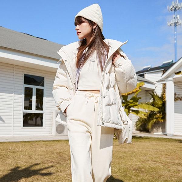 Dunjacka Dam Medium Lång Design Hooded Warm Tjock Coat Vit XL