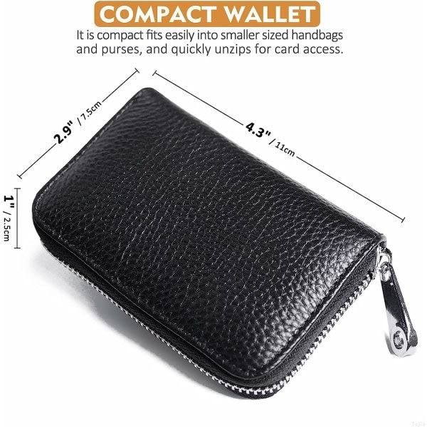 Kreditkortshållare RFID-blockerande Mini- case i äkta läder med dragkedja