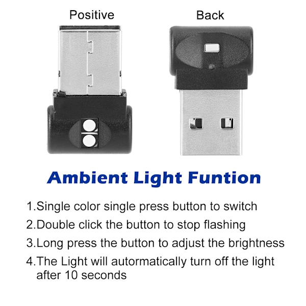 Mini USB LED Auto Interiör Atmosfär Ljus Nödbelysning Ljus PC Bil Färgglad Dekorativ Lampa