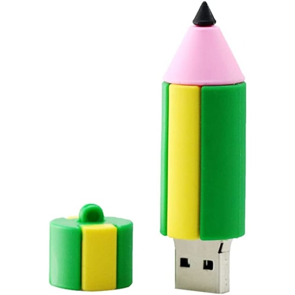 64GB Cartoon Flash Drive USB 2.0 Söt grön penna