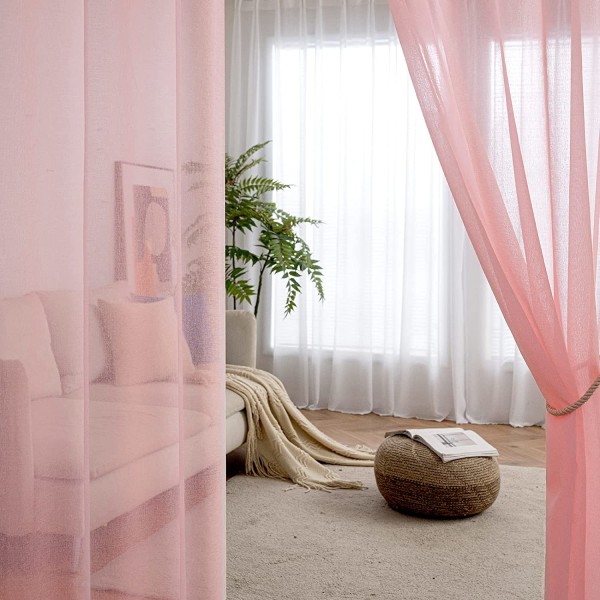 2 st. gardiner enfärgade (Rosa-100*250cm)