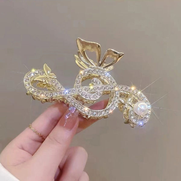 Kvinnor Elegant Music Note Shape Hårklämmor Lyx Strass Pon