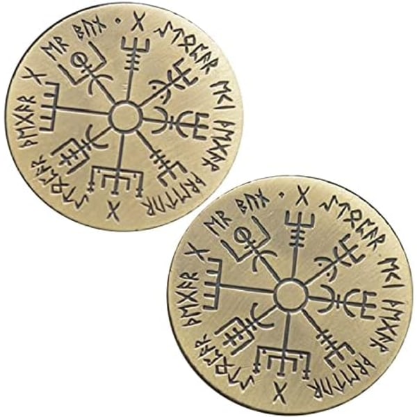 BirchRiver Wayfinder Coin - Brons - Vegvisir - Norse Compass Collector - Wayfinder (2 delar)