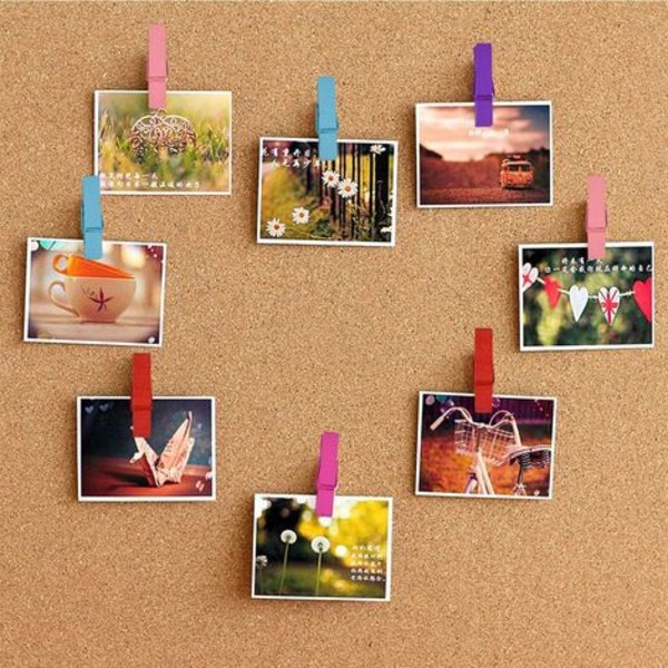 100 st Mini Pinces à Linge en Bois Pinces de Photo Coloré pour Arts Note
