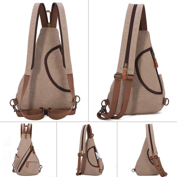 Canvas Sling Bag - Liten Crossbody ryggsäck Shoulder Casual Daypack ryggsäck för män kvinnor