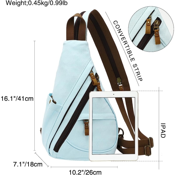 Canvas Sling Bag - Liten Crossbody ryggsäck Shoulder Casual Daypack ryggsäck för män kvinnor