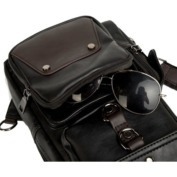 Läderryggsäck för män Kvinnor Utomhusresor Camping Fiske Vandring Crossbody Shoulder Chest Pack