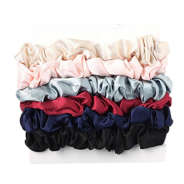 6-pack Scrunchies Hair Bows Svart Blå Röd flerfärgad