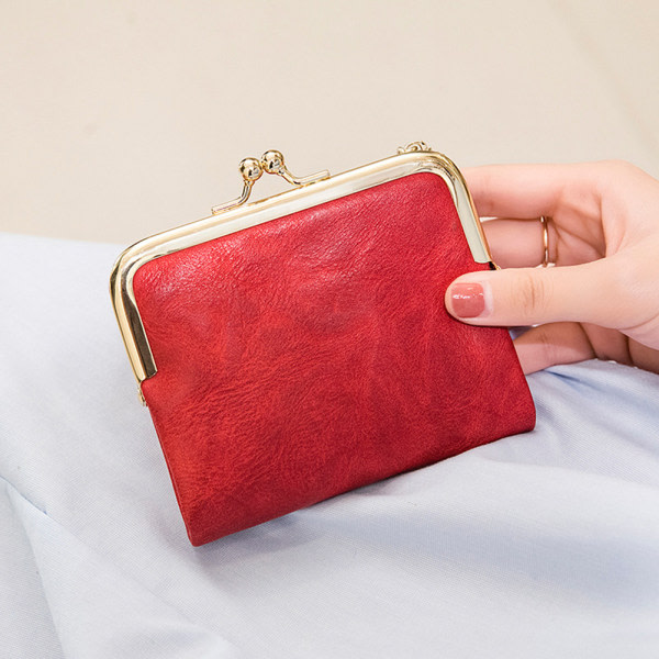 Mini Fashion Dam fyrkantigt kort plånbok Vikbar Multi-slot Dragkedja Korthållare Brun