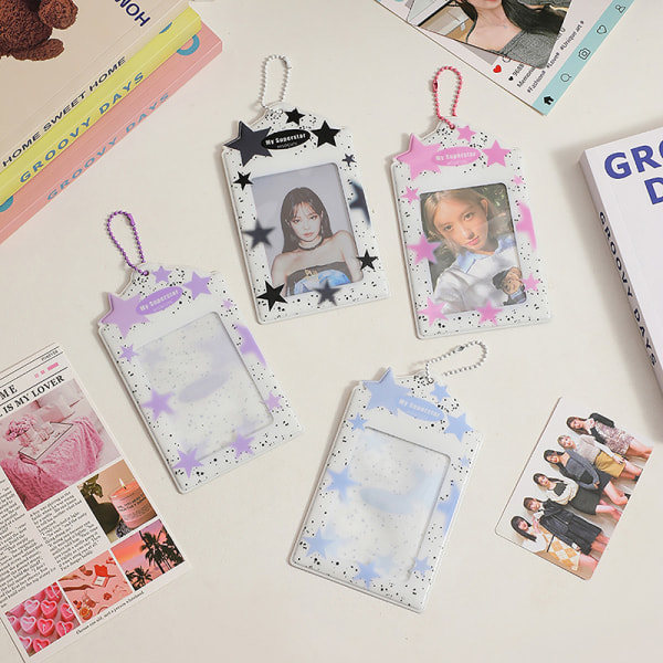 3 tums stjärna Kpop fotokorthållare Idol case P svart
