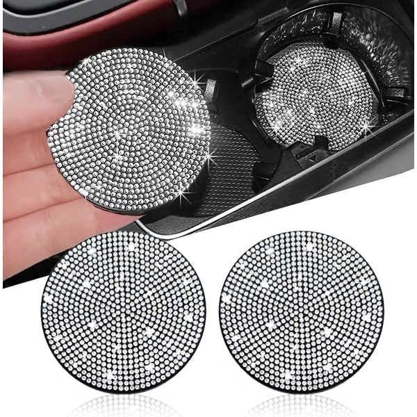 2-pack Bling bilkopphållare glasunderlägg, 2,75" halkfri och stötsäker universalgrå