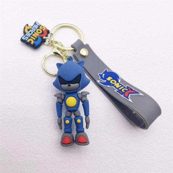 1 ST Sonic the Hedgehog Sega nyckelring nyckelring hängande väska charm blå