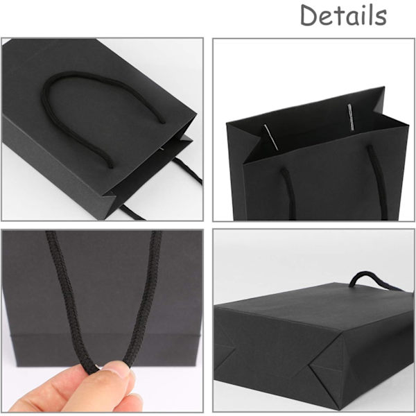 Presentpåsar av kraftpapper 25 stycken små presentpåsar av papper med handtag svarta papperspåsar i lösvikt