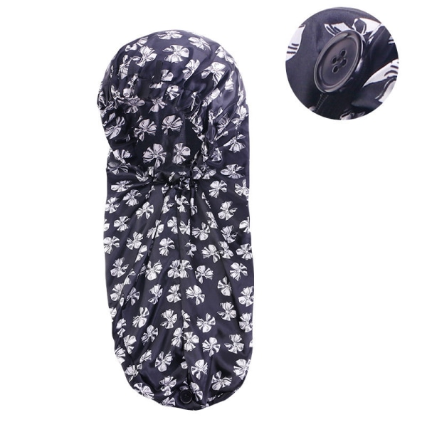 Ultralång flätad cap för att sova (svart)