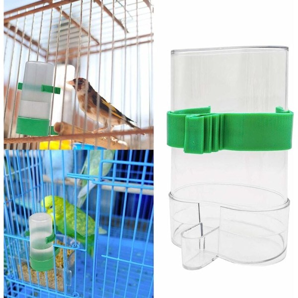 Fågelburtillbehör Bird Fountain Parrot Device (2 transparenta vattenkoppar)