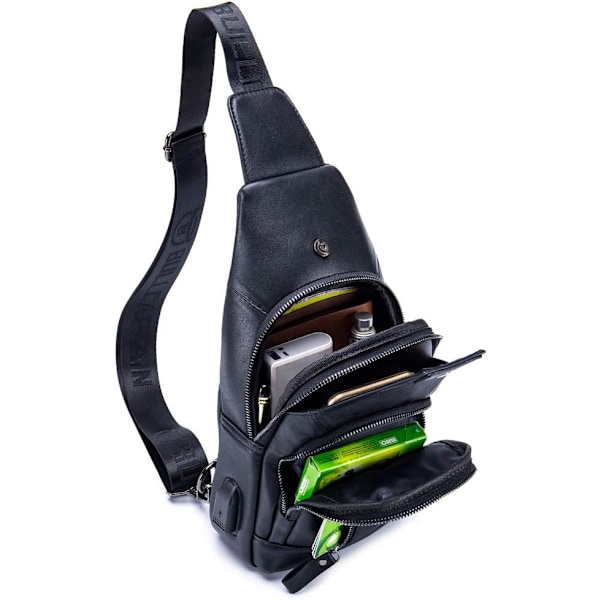 Axelremsväska i läder Crossbody Herr Dam Resor Utomhussporter, Ryggsäck
