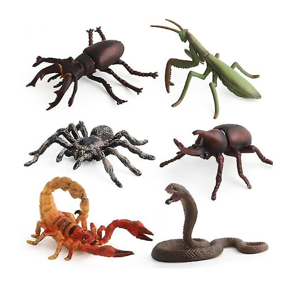 Insekts- och insektsdjurmodell dockleksak 6-delars set