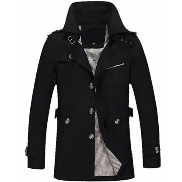 Ny herrrock Vinterparka Varm jacka Klassisk Casual Coat Trench Ytterkläder Slim Lång Trench Knappar Kappor Jacka Slim Fi