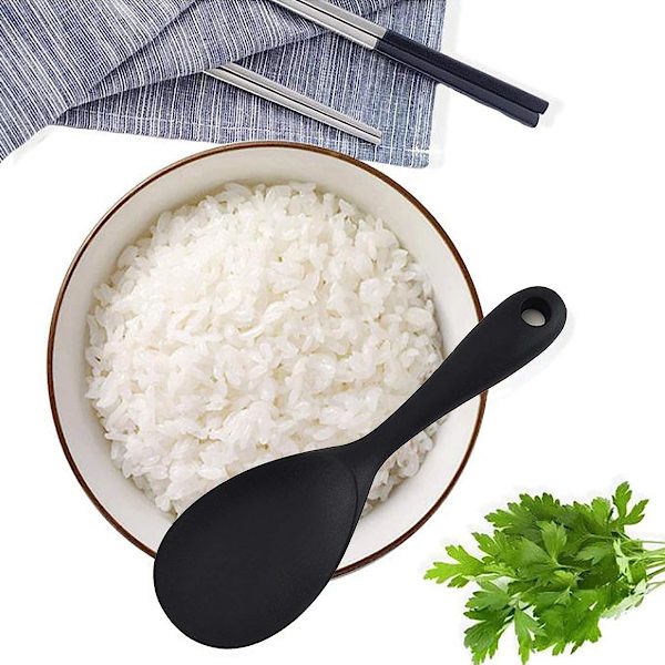 2 skedar riskokare med non-stick rissked silikon matlagningssked riskokare eller högre (svart)