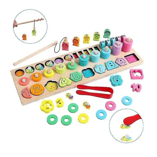 Trä nummer pussel sortering Montessori Toddler Toy Shape