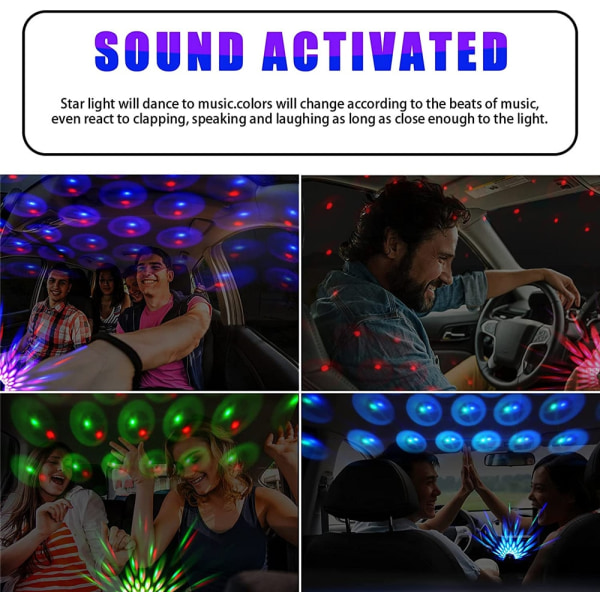 9 modeller Car Roof Star Light LED Atmosphere Projector USB Night Light Multicolor musikkontroll