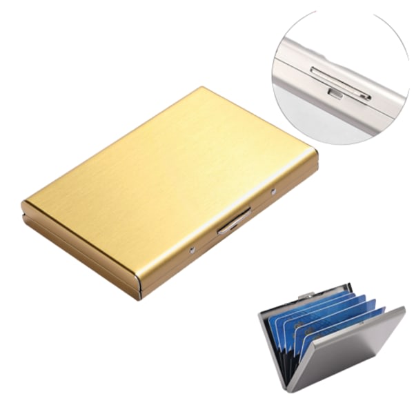 Snygg exklusiv stålkorthållare / plånbok - RFID Safe Gold