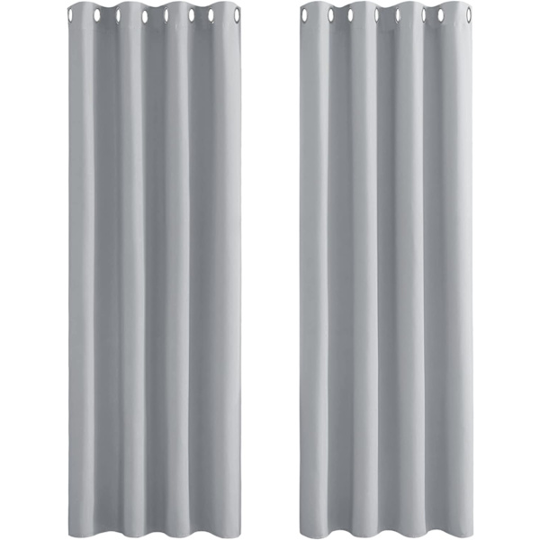 2 mörkläggningsgardiner (disig grå 132*45cm)