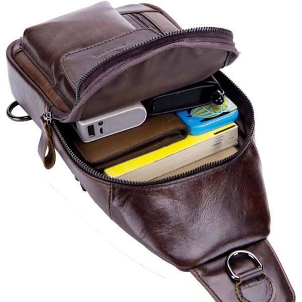 Axelremsväska i läder Crossbody Herr Dam Resor Utomhussporter, Ryggsäck