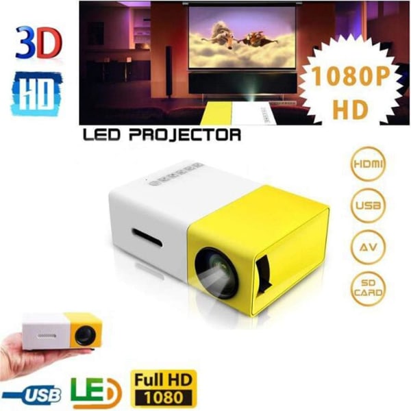 Bärbar miniprojektor Hemmafest Möteteater Fullfärg LED LCD-projektor