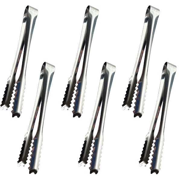 6-pack 15 cm godistång, kökstång, liten serveringstång, set i rostfritt stål (silver)