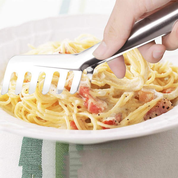 Skedgaffel, spaghetti nudeltång i rostfritt stål Tjock flertands kakklämma Sallad Köksredskap