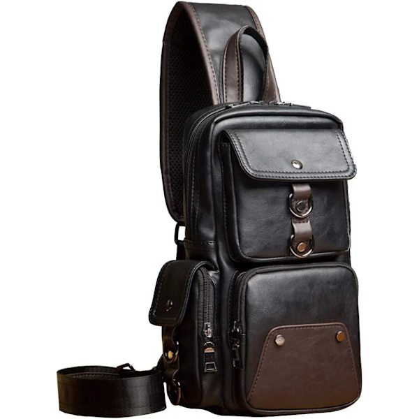 Läderryggsäck för män Kvinnor Utomhusresor Camping Fiske Vandring Crossbody Shoulder Chest Pack