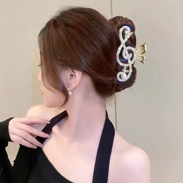 Kvinnor Elegant Music Note Shape Hårklämmor Lyx Strass Pon