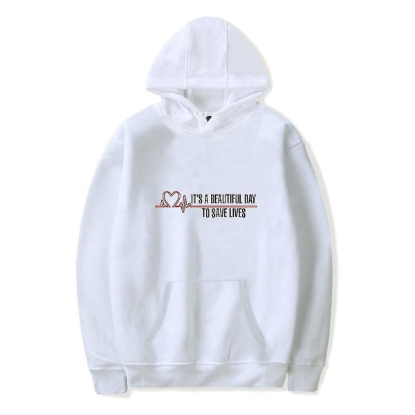 Grey's Anatomy American Drama Intern Hoodie Pullover Grafiskt print Luvtröjor ZX White M