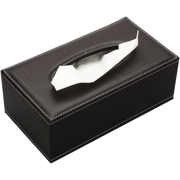 Läder Tissue Box Hållare Tissue Dispenser Box för hembil dekoration-svart (stor, tabby brun)