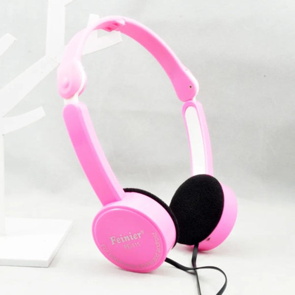 Infällbara, hopfällbara over-ear-hörlurar för barn med mikrofon stereobas (rosa) rosa