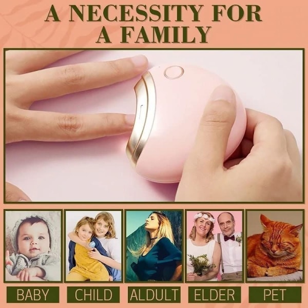 Säker automatisk baby nageltrimmer elektrisk, rosa