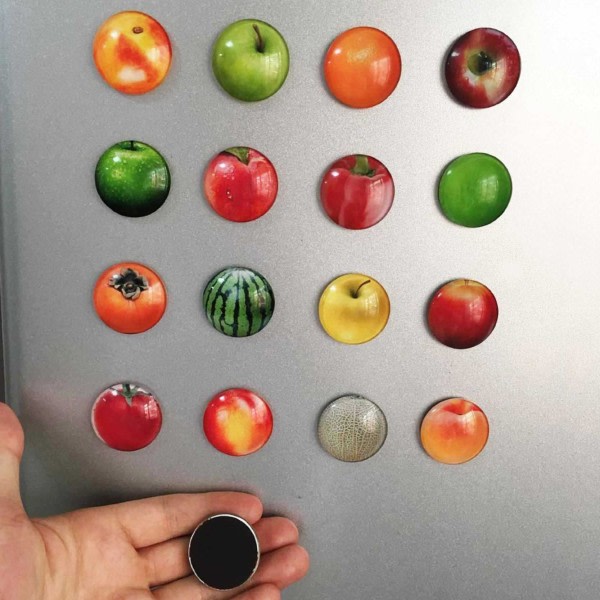Kylskåpsmagneter - Frukt & Bär - Glas - 8-Pack Multicolor