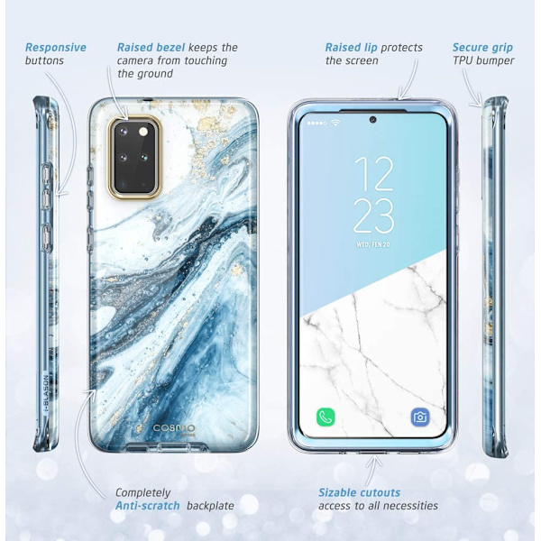 Samsung Galaxy S20+ Plus Glitter Protective Bumper Case Blå