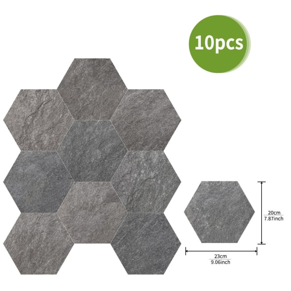30 st Hexagon självhäftande kakelklistermärken Peel and Stick Väggmålning Grå Marmor 30 stycken