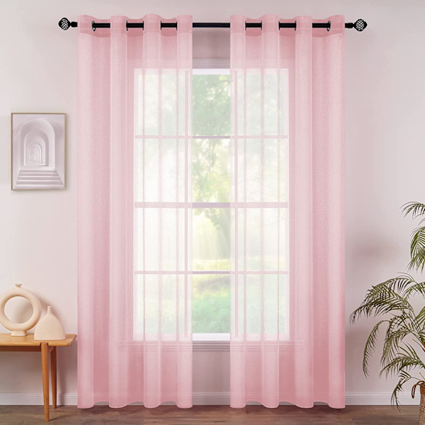 2 st. gardiner enfärgade (Rosa-100*250cm)