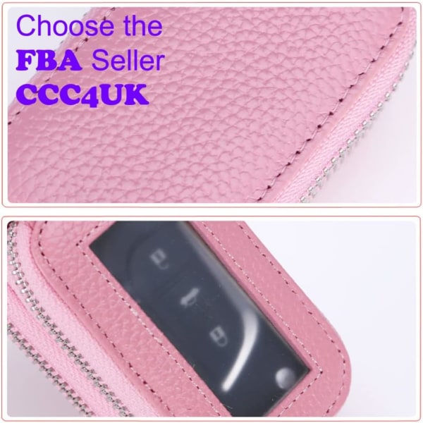 Case Cover Dubbel dragkedja Rosa läder Key Cover Wal