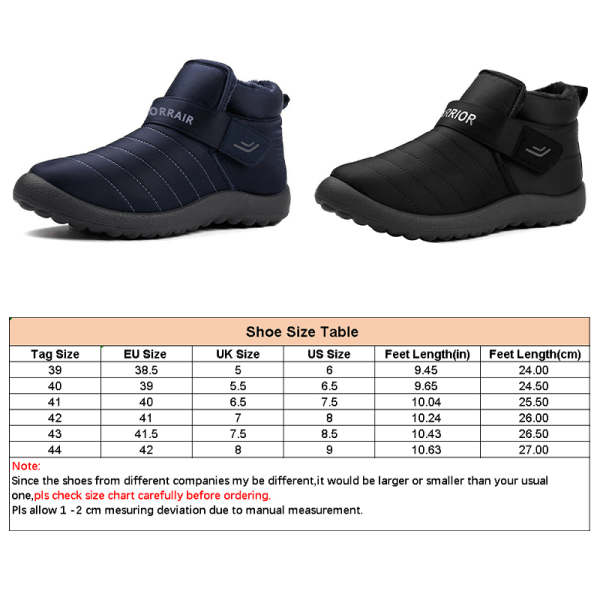 Vinterkängor för män Pälsfodrade snöankelstövlar Slip On Warma Skor Blå 41