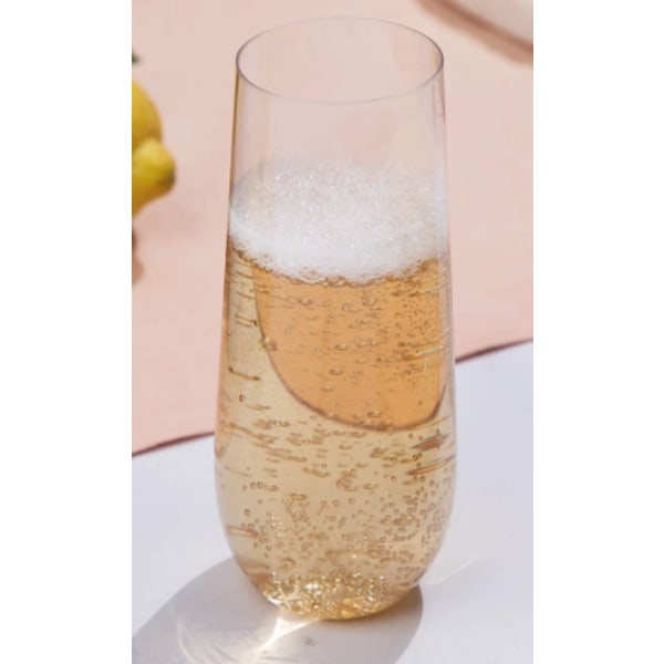 Champagneflöjter i plast utan stam, engångs | Återanvändbar, perfekt för bröllop eller fester