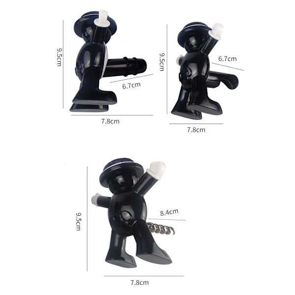 Black Gentleman Rödvin Kork Vin Flasköppnare Set 3D Little Red Man Öl Flasköppnare