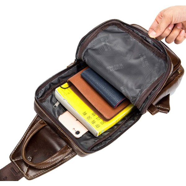Axelremsväska i läder Crossbody Herr Dam Resor Utomhussporter, Ryggsäck