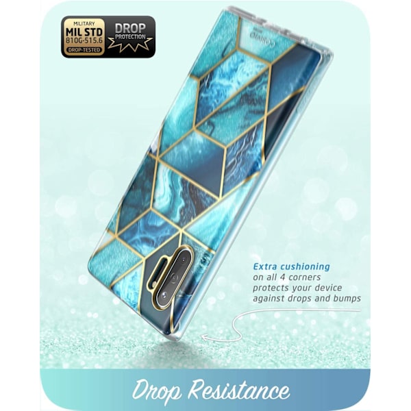 Galaxy Note 10 Case Bumper Marble Design Marinblå