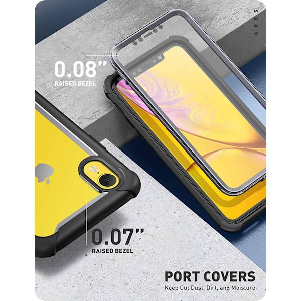 iPhone XR Rugged Clear Bumper Case Skärmskydd (svart)