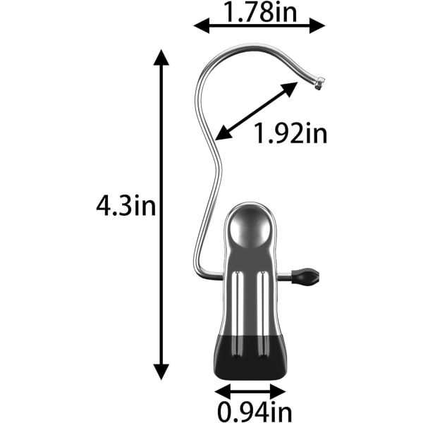 Set med 30 stövlar för tvättkrokar, bärbara hängstift, rostfritt stål, svart, set med 30 st